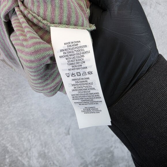 prAna Cozy Up Aires Top Womens XL Sage Brush Stripe Hemp Blend Pullover NWT - Picture 5 of 7